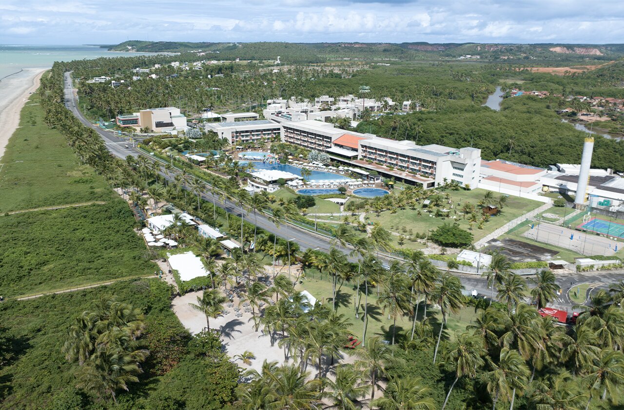 Vista aérea do resort